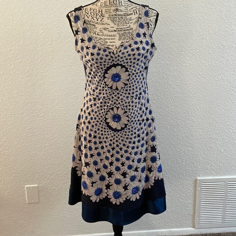 Desigual Blue and White Floral Midi Dress
